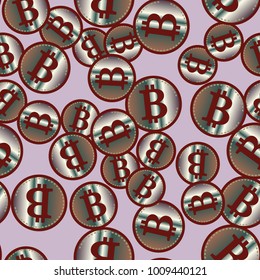Bitcoin electronic coins seamless pattern for background.