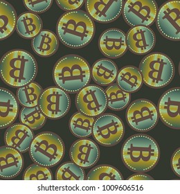 Bitcoin electronic coins seamless pattern for background.