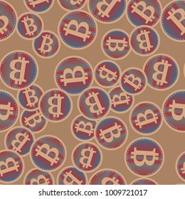 Bitcoin electronic coins seamless pattern for background.