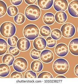 Bitcoin electronic coins seamless pattern for background.