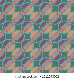 Bitcoin electronic coins seamless pattern for background.