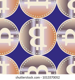 Bitcoin electronic coins seamless pattern for background.