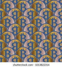 Bitcoin electronic coins seamless pattern for background.
