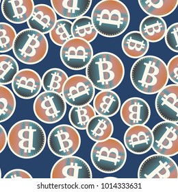 Bitcoin electronic coins seamless pattern for background.