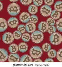 Bitcoin electronic coins seamless pattern for background.