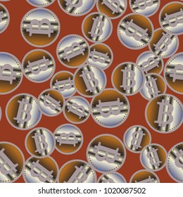 Bitcoin electronic coins seamless pattern for background.