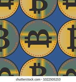 Bitcoin electronic coins seamless pattern for background.
