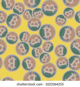 Bitcoin electronic coins seamless pattern for background.