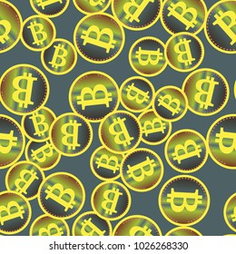 Bitcoin electronic coins seamless pattern for background.