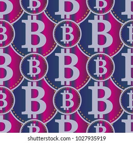 Bitcoin electronic coins seamless pattern for background.