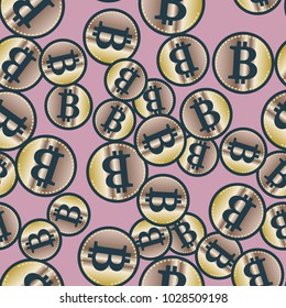 Bitcoin electronic coins seamless pattern for background.