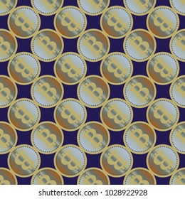 Bitcoin electronic coins seamless pattern for background.