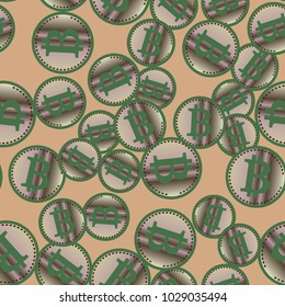 Bitcoin electronic coins seamless pattern for background.