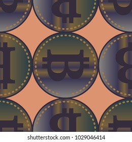 Bitcoin electronic coins seamless pattern for background.