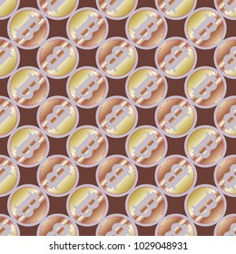Bitcoin electronic coins seamless pattern for background.