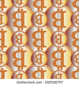 Bitcoin electronic coins seamless pattern for background.