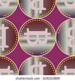 Bitcoin electronic coins seamless pattern for background.