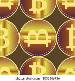 Bitcoin electronic coins seamless pattern for background.
