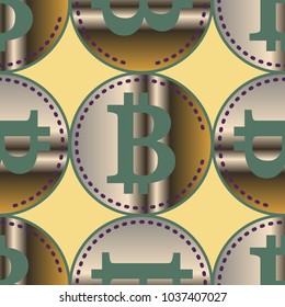 Bitcoin electronic coins seamless pattern for background.