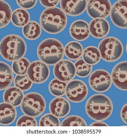 Bitcoin electronic coins seamless pattern for background.