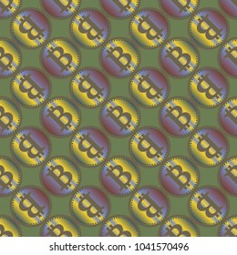 Bitcoin electronic coins seamless pattern for background.