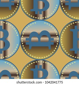 Bitcoin electronic coins seamless pattern for background.