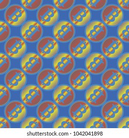 Bitcoin electronic coins seamless pattern for background.
