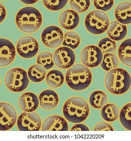 Bitcoin electronic coins seamless pattern for background.