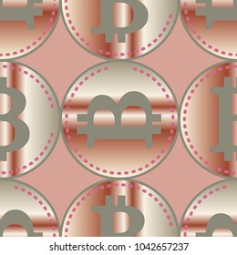 Bitcoin electronic coins seamless pattern for background.