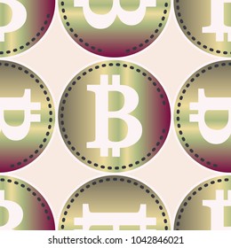 Bitcoin electronic coins seamless pattern for background.