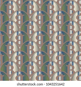 Bitcoin electronic coins seamless pattern for background.