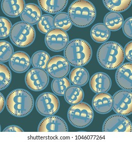 Bitcoin electronic coins seamless pattern for background.