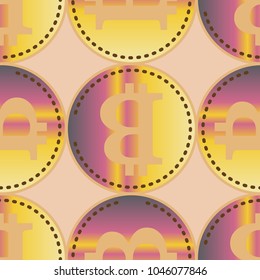Bitcoin electronic coins seamless pattern for background.