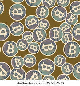 Bitcoin electronic coins seamless pattern for background.