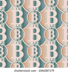 Bitcoin electronic coins seamless pattern for background.