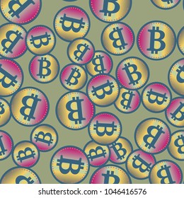 Bitcoin electronic coins seamless pattern for background.