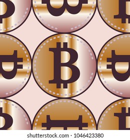 Bitcoin electronic coins seamless pattern for background.