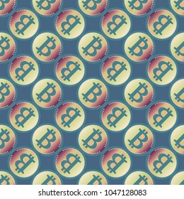 Bitcoin electronic coins seamless pattern for background.