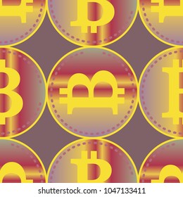 Bitcoin electronic coins seamless pattern for background.