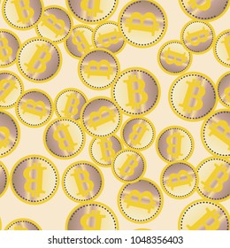 Bitcoin electronic coins seamless pattern for background.