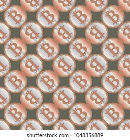 Bitcoin electronic coins seamless pattern for background.