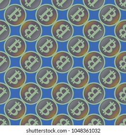 Bitcoin electronic coins seamless pattern for background.