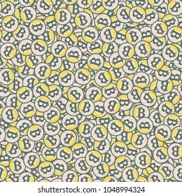Bitcoin electronic coins seamless pattern for background.