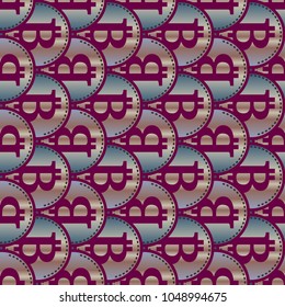 Bitcoin electronic coins seamless pattern for background.