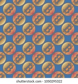 Bitcoin electronic coins seamless pattern for background.
