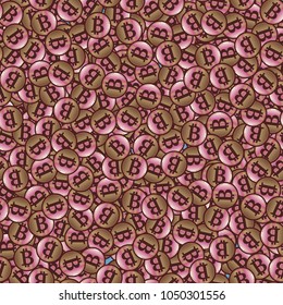 Bitcoin electronic coins seamless pattern for background.