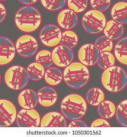 Bitcoin electronic coins seamless pattern for background.