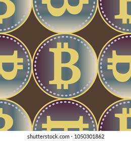 Bitcoin electronic coins seamless pattern for background.
