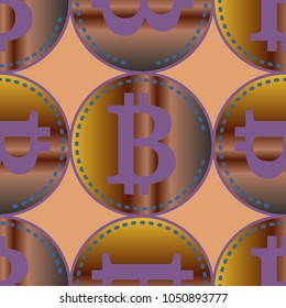 Bitcoin electronic coins seamless pattern for background.