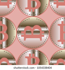 Bitcoin electronic coins seamless pattern for background.
